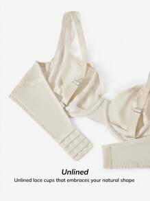 LUVLETTE Plus Sexy Lingerie Plunge Unlined Lace Bra - Beige - View 6