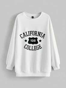 Tatiana Trad Art Sudadera De Cuello Redondo Con Letras Impresas En Talla Grande Para Mujeres - Blanco - Ver 1