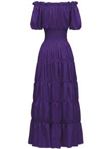 Vestido De Mujer Medieval - Morado - Ver 2