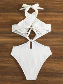 Women's Cross Strap Cut Out One-piece Swimsuit - White - View 2