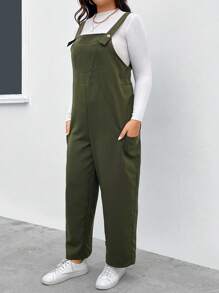 SHEIN LUNE Plus Size One Piece Jumpsuit - Army Green - View 3