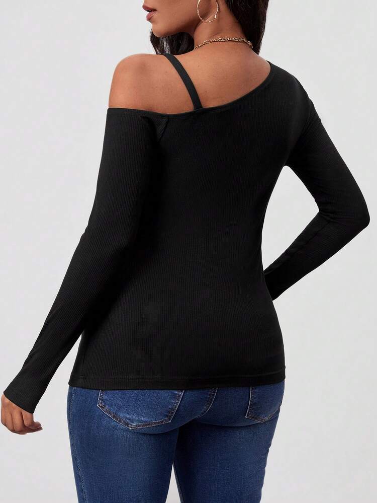 Pregnancy Asymmetrical Shoulder T-Shirt For Maternity