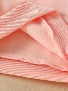 SHEIN 女小童標語圖案加絨內裏運動衫