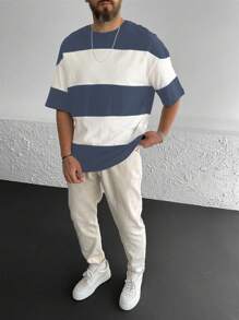 Manfinity Homme Men Casual Two Tone Drop Shoulder Tee - Grey - View 1