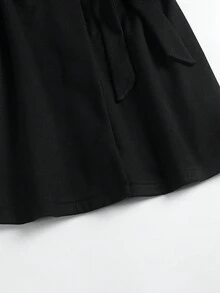 SHEIN Clasi Plus Double Breasted Belted Vest Overcoat - Black - View 6