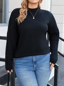 Calvaya Hơn Cổ giả Thả vai Áo len - màu đen - Xem 4