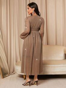 SHEIN 孕婦燈籠袖金屬光澤裙