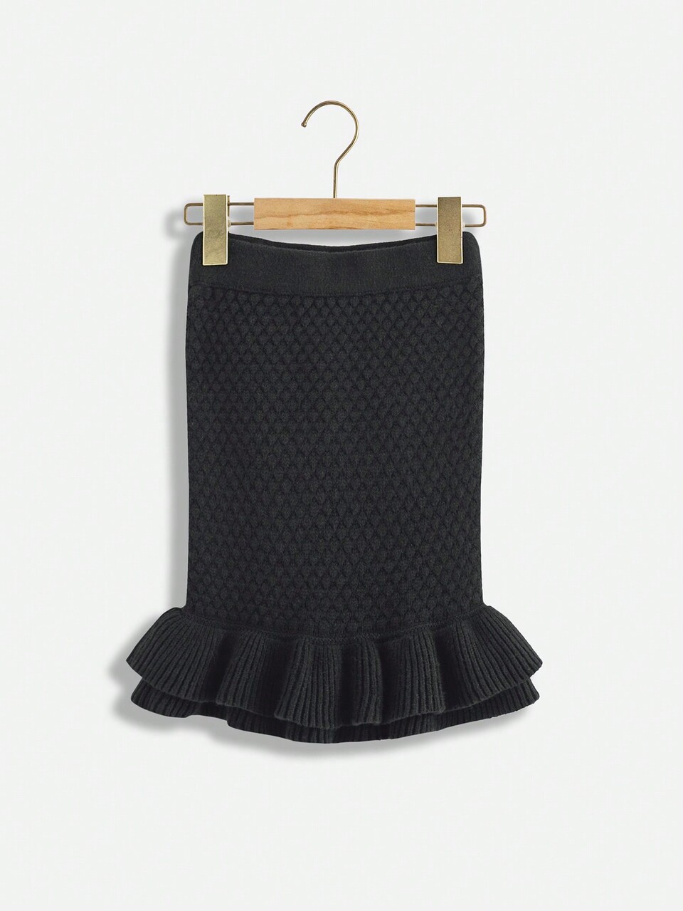 Tween Girl Layered Ruffle Hem Knit Skirt