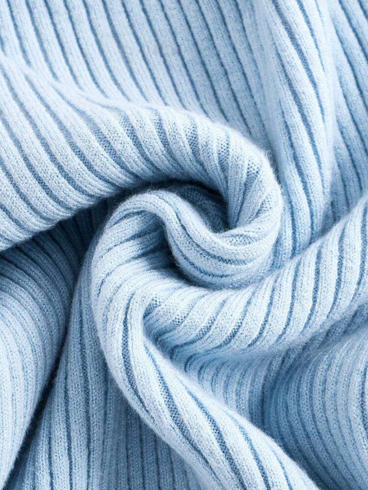 Solid Cut Out Front Ribbed Knit Sweater
