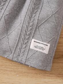 SHEIN Cô Gái Trẻ Thư được vá Trang trí Fuzzy Hoodie & Váy - Xám - Xem 4