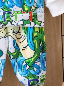 Em bé Con trai Khủng long & Chữ in Hoodie Và Quần Bộ - Nhiều màu - Xem 6