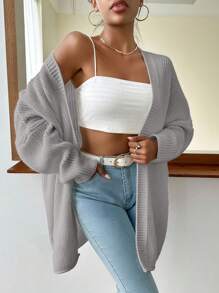 SHEIN Essnce 蝙蝠袖休闲设计开衫 - 灰色 - 查看 6