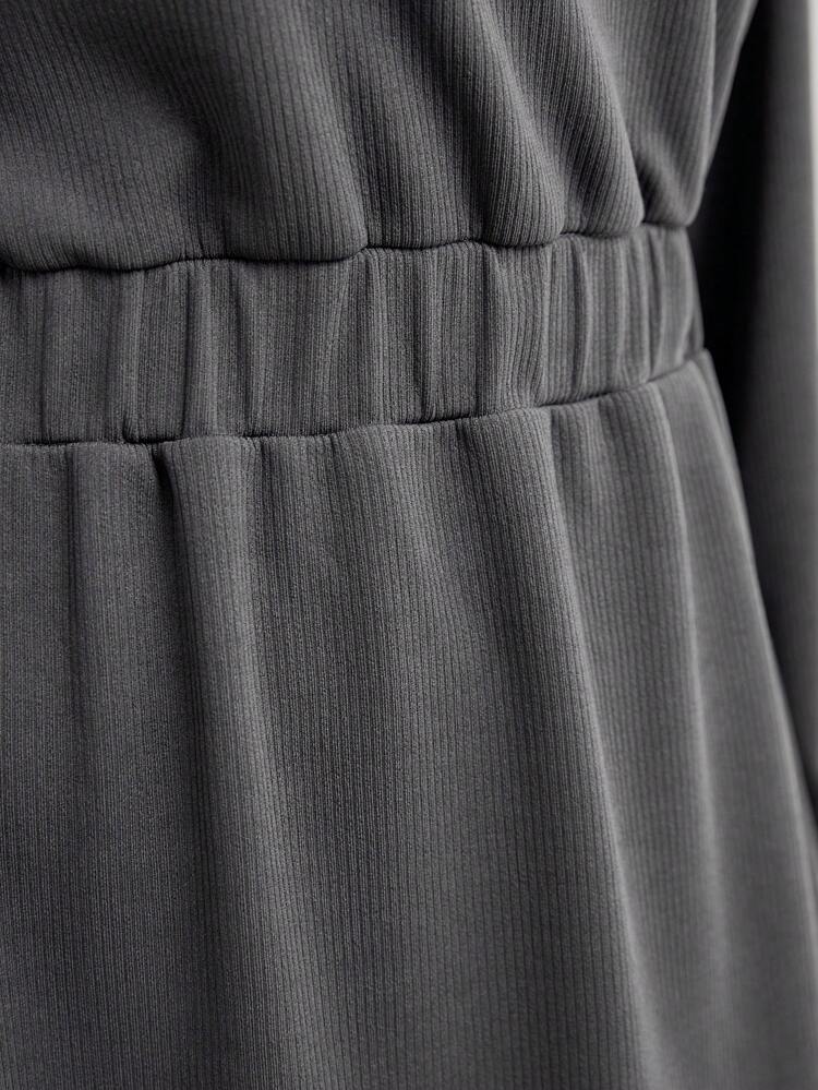 Plus Size Casual Loose Fit Elastic Waist Drop Shoulder Dress