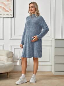 SHEIN 孕婦小高領插肩袖連身裙