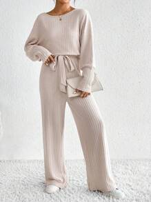 SHEIN Frenchy 蝙蝠袖腰帶連身褲