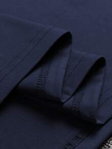 Manfinity EMRG Hombres Camiseta labio & con estampado de slogan - Azul Marino - Ver 4