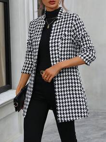 SHEIN Frenchy Tela De Lana Para Mujeres - Blanco y Negro - Ver 4