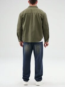 Manfinity Homme Nam Plus Túi có nắp Áo denim Without Tee - xanh quân đội - Xem 2