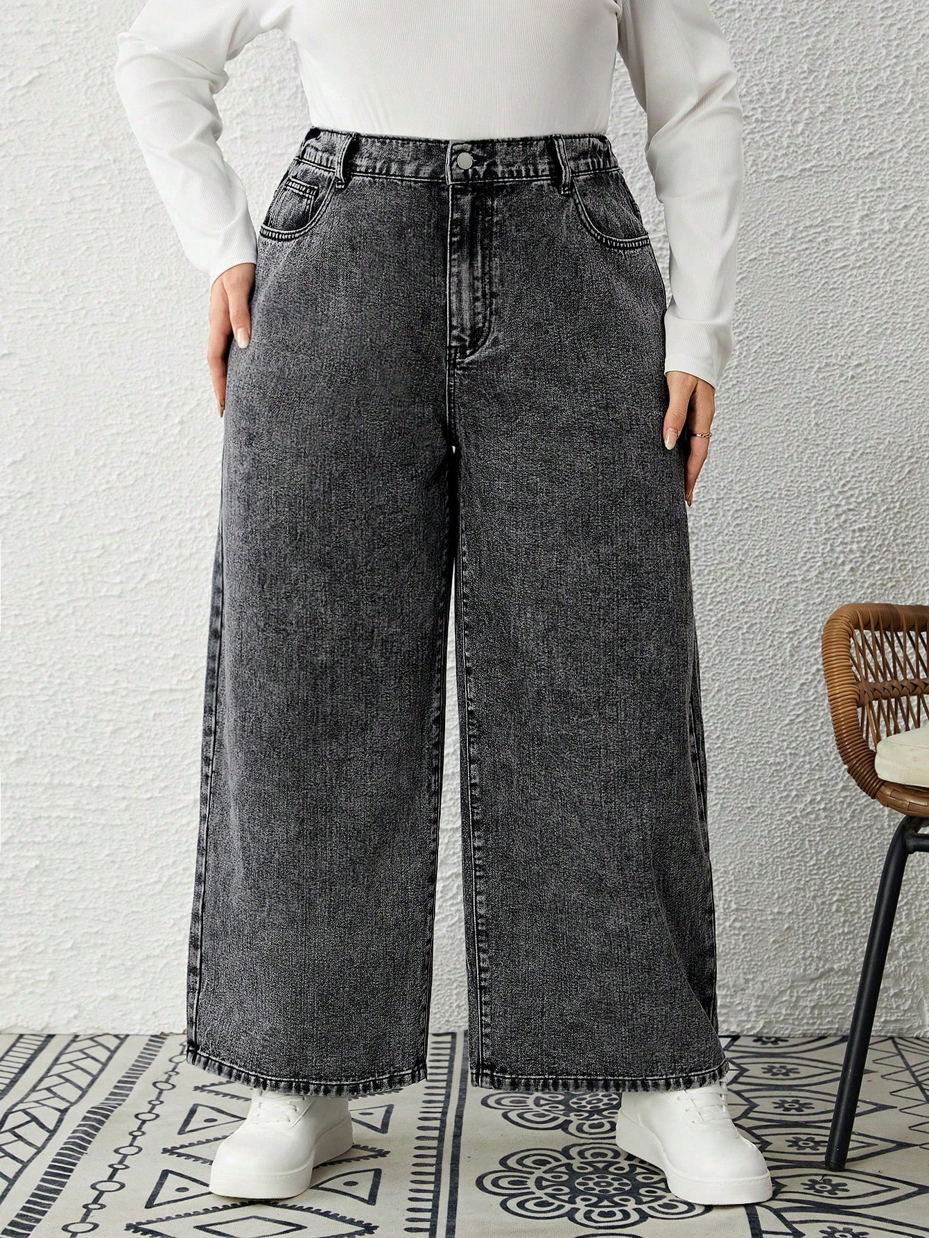 EMERY ROSE سروال فرند ذو خصر عالي وساق واسعة