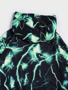 SHEIN EZwear Plus Size Lightning Print Drop Shoulder Sweatshirt - Multicolor - View 5