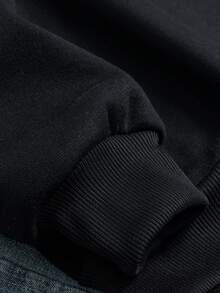 SHEIN Essnce 女式字母图案落肩运动衫，春季上衣 - 黑色 - 查看 6