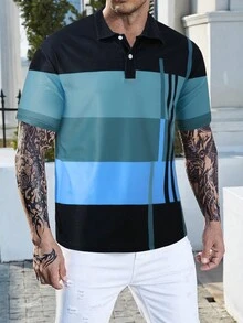 Manfinity Homme Men Plus Striped Polo Shirt - Multicolor - View 3