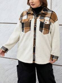 SHEIN Essnce Abrigo De Mujer De Talla Grande - Beis - Ver 4