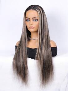 Wear&Go Glueless Piano Honey Blonde Highlight 1B/27# Balayage Silky Straight Remy Human Hair Pre Cut Glueless 4x4 Transparent Lace Closure Wig - SNATURAL/27 - View 3