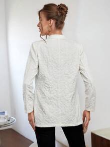 SHEIN Privé Jacquard Single Breasted Blazer - Apricot - View 2