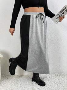 SHEIN Essnce Hơn Hai âm Eo dây rút Váy - Xám - Xem 3