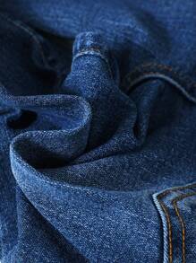 SHEIN Leap Crew Tween Boy Splash Ink Print Cat Scratch Jeans - Dark Wash - View 6