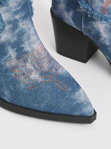 Styleloop 女士踝靴和短靴，适合度假、波西米亚风、复古美式、波西米亚风、西部风、音乐节、派对、圣诞节、万圣节 - 淺藍色 - 查看 4