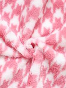 Baby Girl Houndstooth Pattern Teddy Coat - Pink - View 8