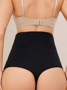 High Waist Tummy Control Shaping Bottoms - Black - View 2