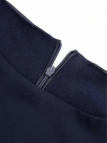 Talla grande Vestido con diseño de diamante de imitación de gasa - Azul Marino - Ver 5