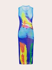 Vestido Cubridor Impreso Con Mapa De Calor Corporal Sin Conjunto De Bikini - Multicolor - Ver 5