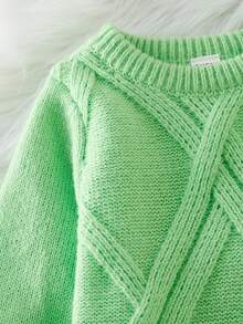 Bebé Chicas Suéter de punto unicolor - Verde - Ver 8
