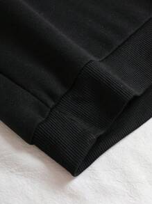 SHEIN EZwear Plus Slogan Graphic Thermal Lined Sweatshirt - Black - View 3