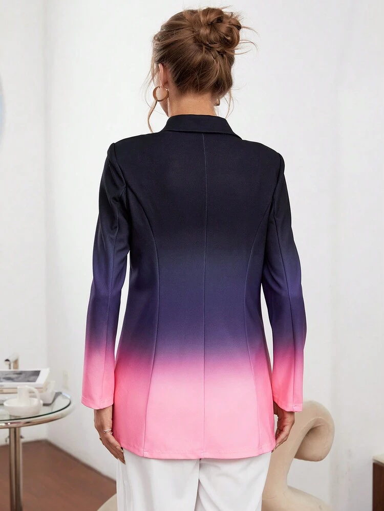 Ombre Dual Pocket Lapel Neck Blazer