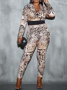 Maweii Mono Con Estampado De Leopardo De Talla Grande - Multicolor - Ver 2