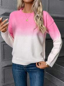 SHEIN Essnce Bóng Thả vai Áo len - Hồng - Xem 4
