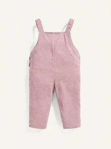 Cozy Pixies Baby Girl Solid Tee & Cartoon Graphic Button Detail Overalls