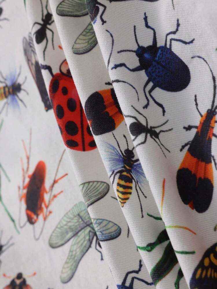 Men 1pc Animal Print Pocket Patched Denim Shirt