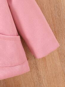 SHEIN Young Girl 1pc Double Breasted 3D Ears Design Hooded Overcoat - Pink - View 3