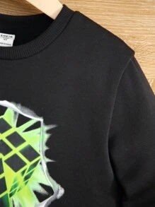 SHEIN Young Boy Magic Tube Print Sweatshirt - Black - View 5