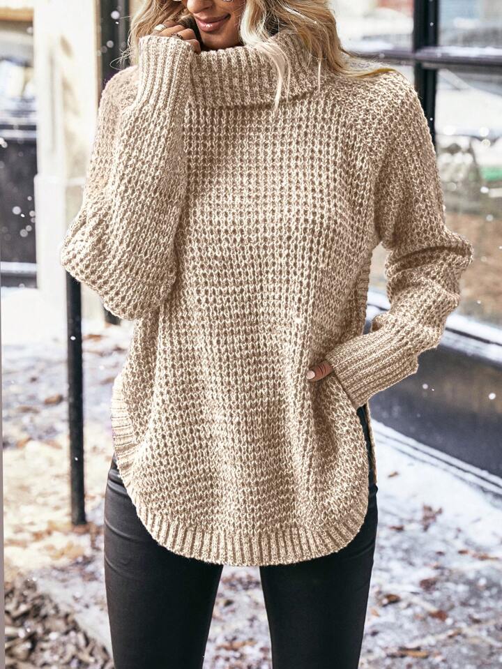 SHEIN LUNE Turtleneck Raglan Sleeve Sweater Pullover SHEIN