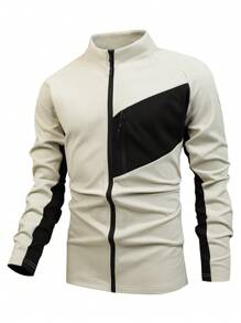 Manfinity Sport Corelite Boyfriend Style Men Colorblock Zip Up Sports Jacket Workout Tops