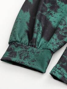 SHEIN LUNE Plus Bull Head & Slogan Graphic Drawstring Hoodie - Multicolor - View 5