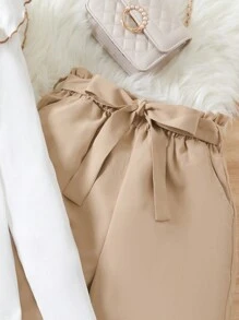 SHEIN 少女荷葉邊 T 恤和束帶褲 - 彩色 - 查看 5
