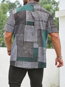 Manfinity Homme 男士拼接印花襯衫 - 彩色 - 查看 2